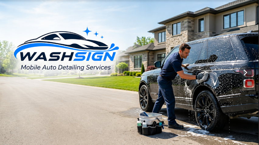WashSign mobile detailing service preview for Google Business Profile